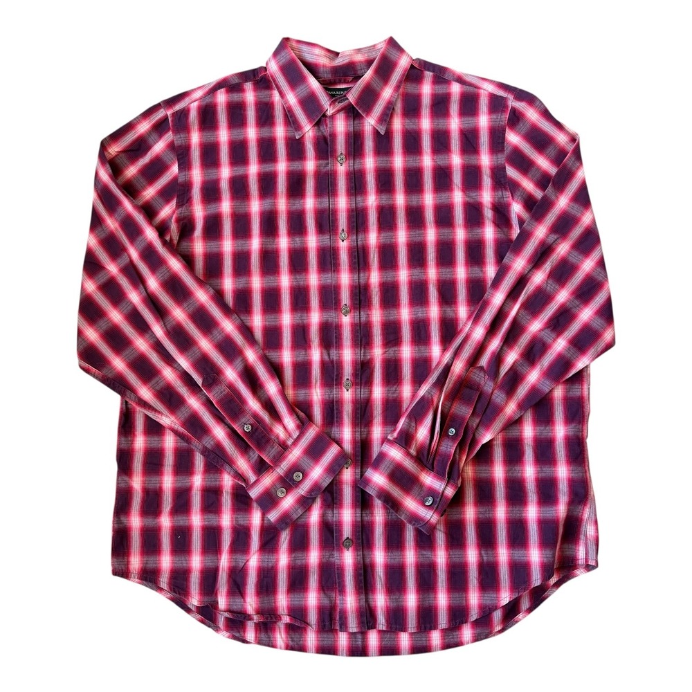 Banana Republic Men's XL Alex Red Plaid Soft Wash Cotton Button Down Shirt Y2K‎